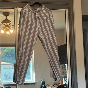 Zara Blue and White Striped Pants
